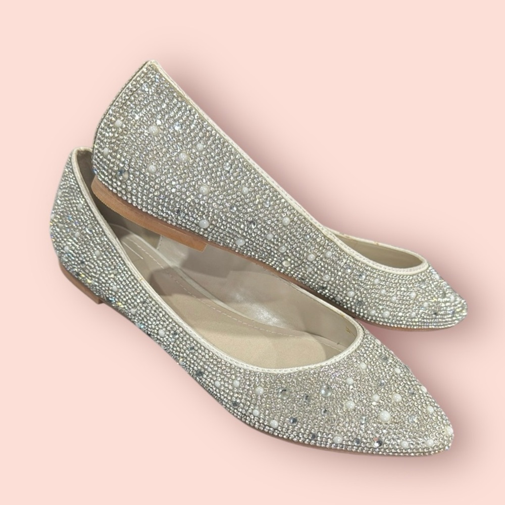DB Studio Rhinestone Pearl Flats Size 7